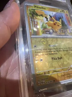 Pikachu Costco Exclusive Cosmos #18 - 2024 Paldean Fates Pokemon W/Swirl AGS 10 - Image 3