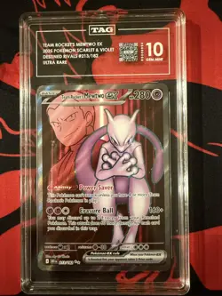 TAG Gem Mint 10 Team Rocket's Mewtwo ex 213/182 Pokemon Destined Rivals DRI EN - Image 1