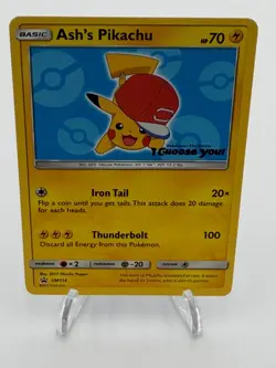 Ash's Pikachu SM114 Pokemon Sun and Moon Promo NM C - Image 1