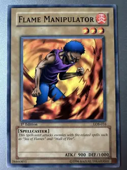 Yugioh! LP Flame Manipulator - LOB-016 - Common - 1st Edition Lightly Played, - Image 1