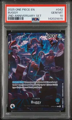 2025 ONE PIECE ENGLISH VERSION 2ND ANNIVERSARY SET #042 BUGGY PSA 10 - Image 1