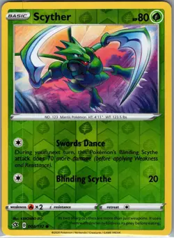 Scyther 004/192 Reverse Holo SWSH02: Rebel Clash - Pokemon Card - NM - Image 1