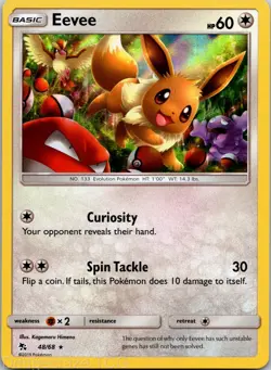 Eevee 48/68 Holo Rare Hidden Fates Pokemon NM - Image 1