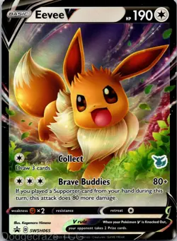 Eevee V SWSH065 Promo SWSH Black Star Pokemon NM - Image 1