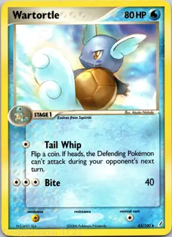 Wartortle 43/100 Uncommon Crystal Guardians Pokemon MP - Image 1