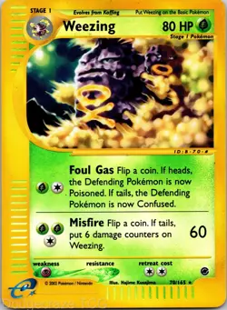 Weezing 70/165 Rare Expedition Base Set Pokemon Reverse Holo MP - Image 1