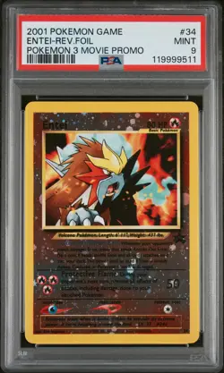 2001 POKEMON GAME MOVIE POKEMON 3 MOVIE PROMO #34 ENTEI-REVERSE FOIL PSA 9 - Image 1