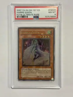 2007 YU-GI-OH! FOTB-EN020 HARPIE QUEEN 1ST EDITION ULTIMATE RARE PSA 8 - Image 1