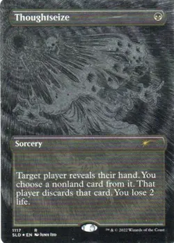 MTG: Secret Lair Drop Series: Foil Etched Borderless Thoughtseize: LP Condition - Image 1