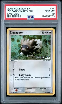 Pokemon Zigzagoon EX Emerald Reverse Holo #74 PSA 10 Gem Mint - Image 1