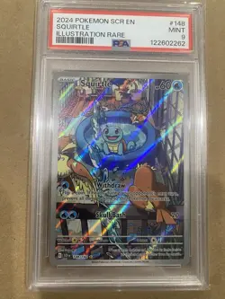 PSA 9 Squirtle IR 2024 Pokemon SCR EN Illustration Rare #148 148/142 Mint - Image 1