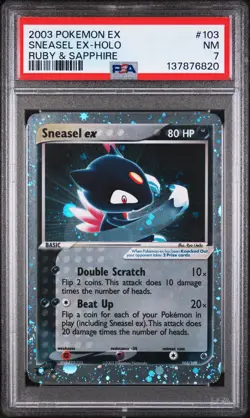 2003 POKEMON EX RUBY & SAPPHIRE #103 SNEASEL EX-HOLO PSA 7 - Image 1