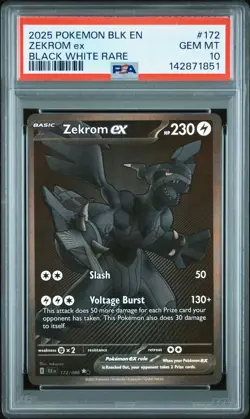2025 POKEMON BLK EN-BLACK BOLT BLACK WHITE RARE #172 ZEKROM EX PSA 10 - Image 1