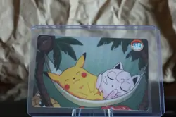 Vintage 90s Pokemon Holo Prism Vending Card #374 Sleeping Pikachu & Jigglypuff - Image 1