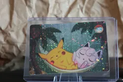 Vintage 90s Pokemon Holo Prism Vending Card #374 Sleeping Pikachu & Jigglypuff - Image 2