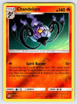 Chandelure 30/236 2019 S&M Unified Minds Pokemon Card Reverse Holo Rare - Nm - Image 1