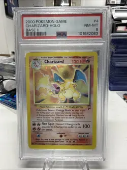 2000 Pokemon Base 2 #4 Charizard Holo PSA 8 Card NM-M - Image 1