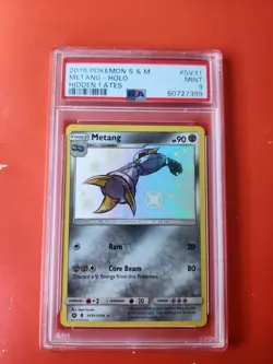 Pokemon Sun & Moon Hidden Fates Metang SV31/SV94 Holo PSA 9 MINT - Image 1
