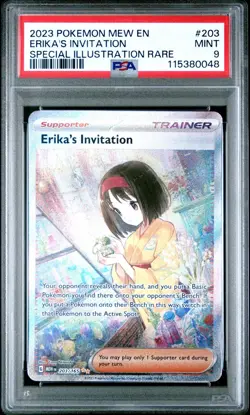 2023 POKEMON SCARLET & VIOLET 151 ERIKA'S INVITATION 203/165 SIR PSA MINT 9 - Image 1
