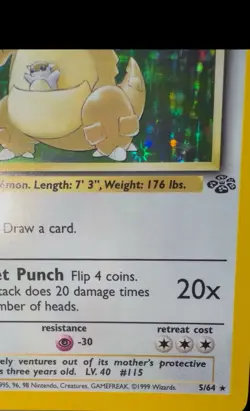 Pokemon 1st Edition Kangaskhan Jungle Holo 5/64 - NM! Holo Bleed! - Image 5