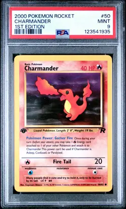 2000 POKEMON ROCKET 1ST ED #50 CHARMANDER PSA 9 - Image 1