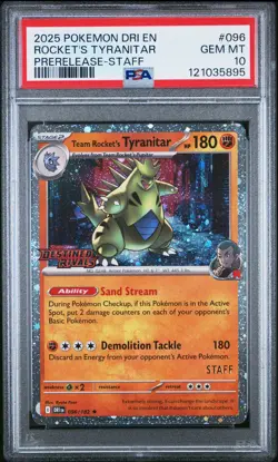 2025 POKEMON DRI EN-DESTINED RIVALS #096 TEAM ROCKET'S TYRANITAR PSA 10 - Image 1
