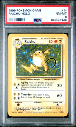 PSA 8 Raichu Holo Base Set English Pokemon Card Original Unlimited - Image 1