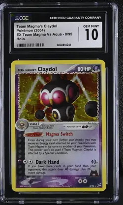 CGC 10 Team Magma's Claydol EX Vs Aqua 8/95 Holo SWIRL Pokemon Card - Image 1