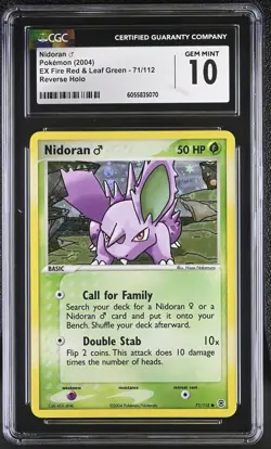 CGC 10 Nidoran EX Fire Red & Leaf Green 71/112 Reverse Holo Pokemon Card - Image 1