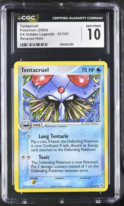 CGC 10 Tentacruel 2004 EX Hidden Legends 51/101 Reverse Holo Pokemon Card - Image 1