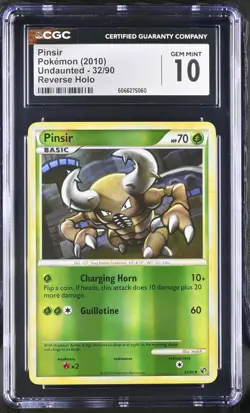 CGC 10 GEM MINT Pinsir 2010 Undaunted 32/90 Reverse Holo Pokemon Card - Image 1