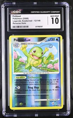 CGC 10 GEM MINT Politoed 2008 Legends Awakened 12/146 Reverse Holo Pokemon Card - Image 1