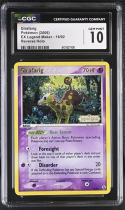 CGC 10 Girafarig 2006 EX Legend Maker 16/92 Reverse Holo STAMPED Pokemon Card - Image 1