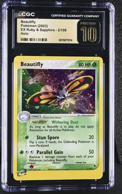 CGC 10 PRISTINE Beautifly 2003 EX Ruby & Sapphire 2/109 Holo Pokemon Card - Image 1