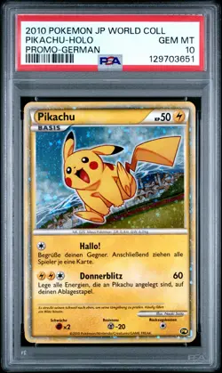 2010 POKEMON JPN WORLD COLL GERMAN PIKACHU-HOLO PSA 10 - Image 1