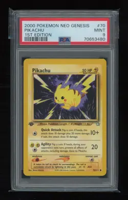 POKEMON 1st Edition Neo Genesis PIKACHU 70/111 Common PSA 9 MINT Vintage - Image 1