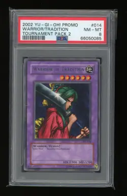 YUGIOH Tournament Pack 2 WARRIOR OF TRADITION TP2-014 Rare Promo PSA 8 NM-MT - Image 1