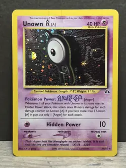 Unown A 14/75 Neo Discovery Unlimited Pokemon Card Holo Rare - Image 1