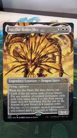 Ao, the Dawn Sky (Borderless) – M – Extended Art – Kamigawa: Neon Dynasty - Image 1