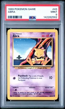 1999 POKEMON GAME #43 ABRA PSA 9 MINT BASE SET UNLIMITED - Image 1