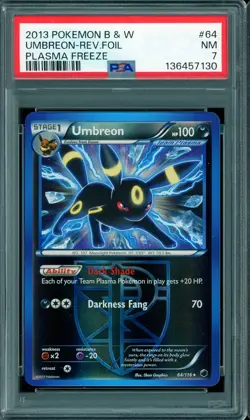 2013 POKEMON BLACK & WHITE #64 UMBREON REVERSE FOIL NM PSA 7 PLASMA FREEZE - Image 1