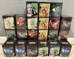 Pokemon Metal Collectors Tins Lot Of 27 - Cube/Square With 2 Pages Of Stickers - Image 2