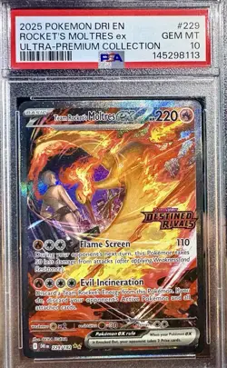 Pokemon TCG Team Rockets Moltres ex STAMPED PSA 10 - Image 1