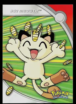 Pokemon Card - Meowth Topps TV Animation Edition 52 Heroes & Villains Blue Logo - Image 1