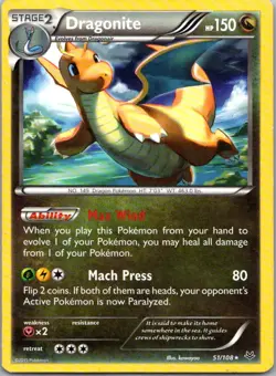 Pokemon TCG Dragonite 51/108 Roaring Skies MP - Image 1