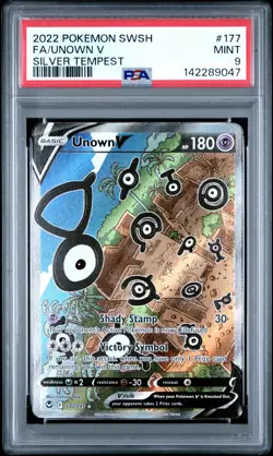 2022 Pokemon SWSH Silver Tempest Unown V PSA 9 #177/195 - Image 1