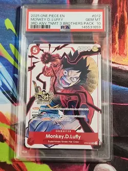 2025 One Piece English #012 Monkey.D.Luffy 3rd Anniversary TNMT 3 Brothers PSA10 - Image 1