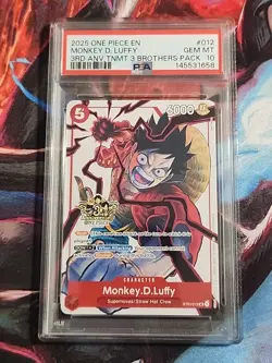 2025 One Piece English #012 Monkey.D.Luffy 3rd Anniversary TNMT 3 Brothers PSA10 - Image 2
