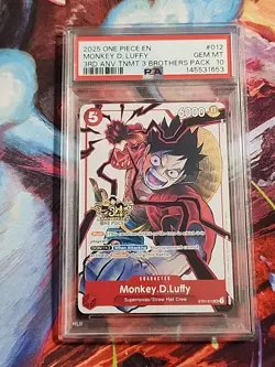 2025 One Piece English #012 Monkey.D.Luffy 3rd Anniversary TNMT 3 Brothers PSA10 - Image 3