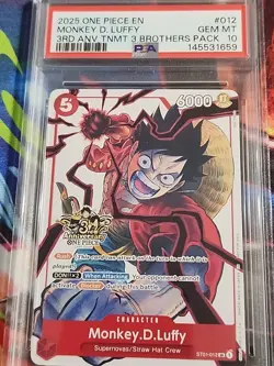 2025 One Piece English #012 Monkey.D.Luffy 3rd Anniversary TNMT 3 Brothers PSA10 - Image 4